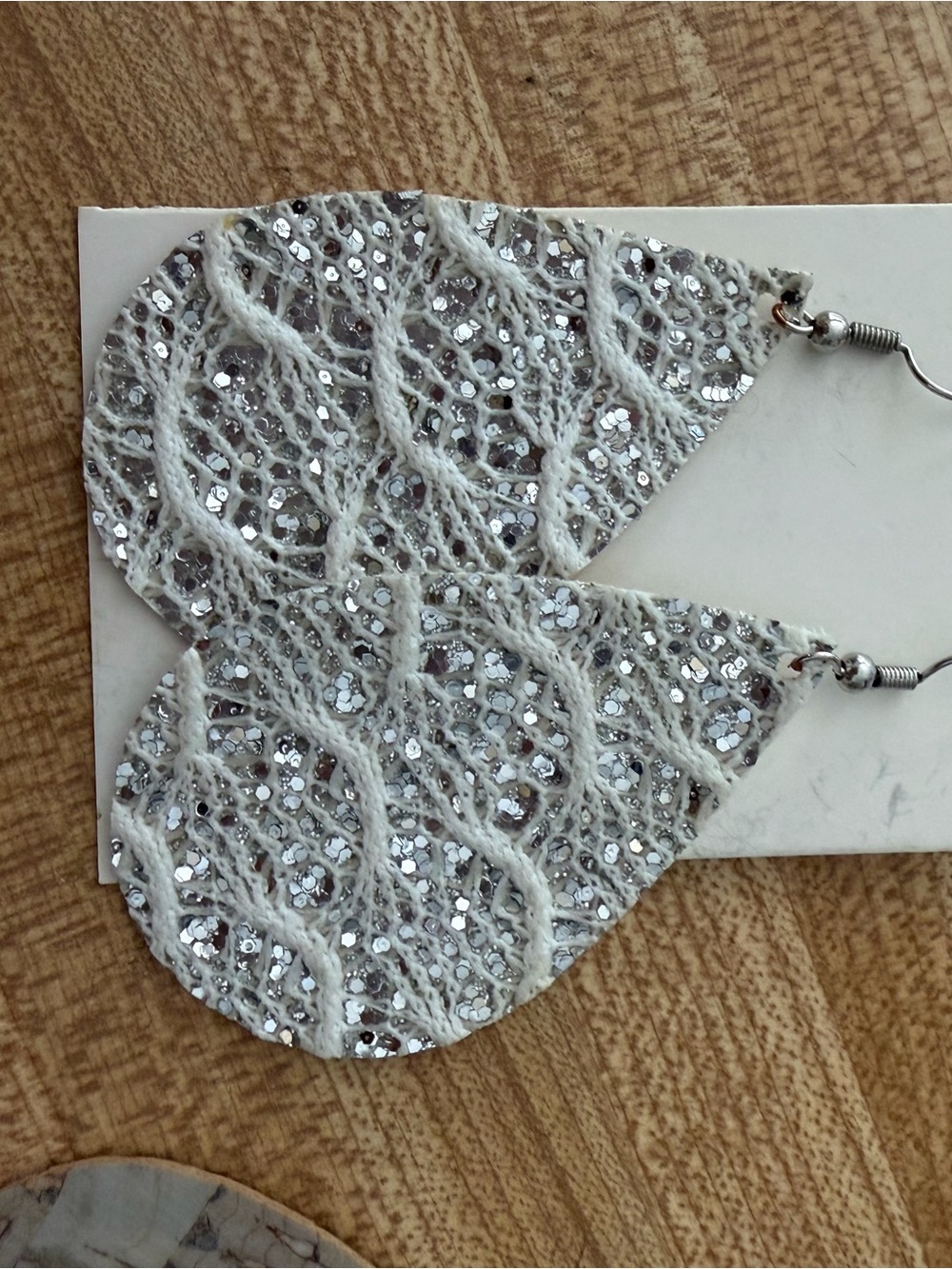 Silver Sparkle Heart Drop Earrings - Women Jewelry